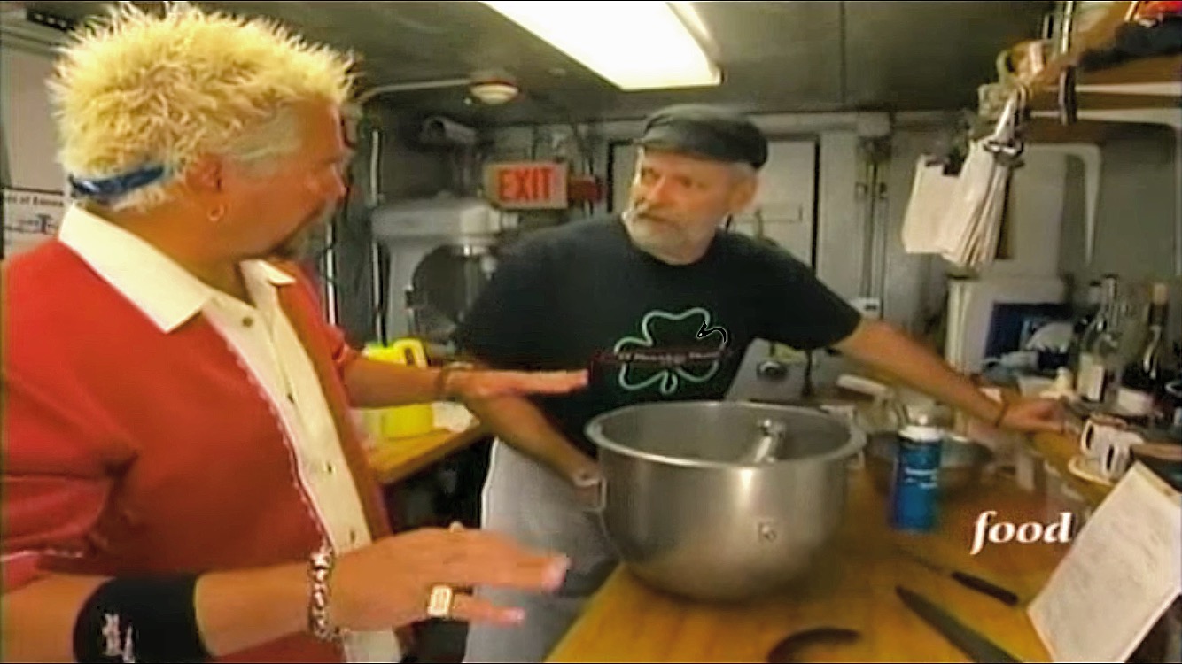 Brian O'Rourke (right) with Guy Fieri (left) on the Food Network's "Diners, Drive-Ins, and Dives." c/o Food Network 