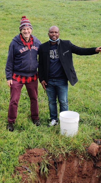 Cohan and current grad student, Fatai Olabemiwo, search for microbes that degrade plastic in the Portland, Connecticut dump. c/o Matt Layman