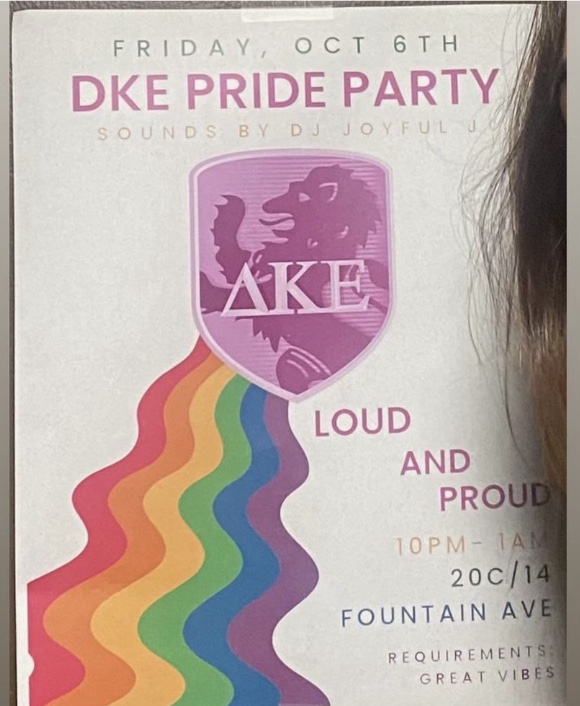 The faux DKE pride party poster