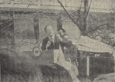 1968 Presidential candidate Hubert Humphrey speaking on Oct. 18, 1968. Originally published in The Argus on Oct. 22, 1968. c/o alum Jim Repass '71