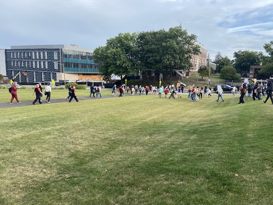 Protestors confronting administration during the Sept. 21, 2024 divestment rally. c/o Arya Dansinghani